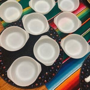 Vintage Fire King Milk Glass “swirl” 5” bowls SET OF 9